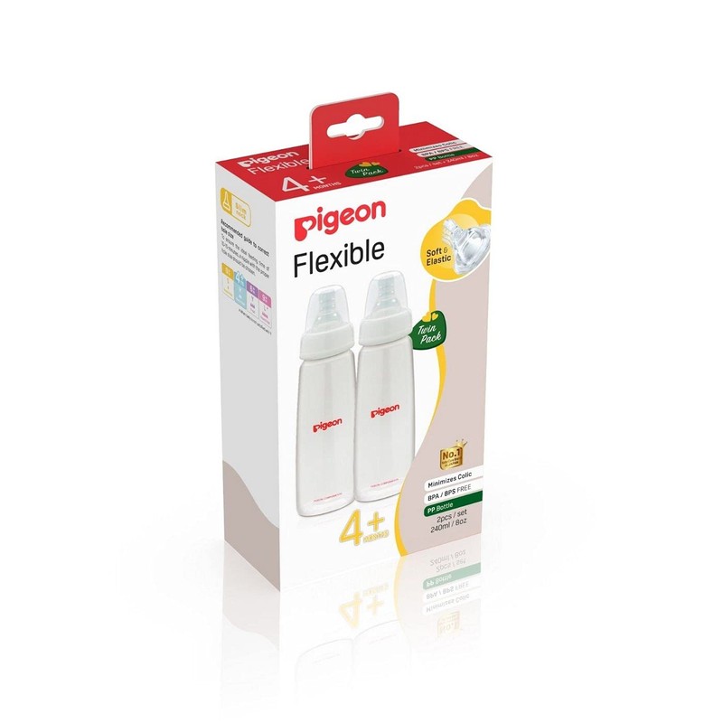 Pigeon Flexible Slim Neck Baby Bottle for 4+ Months Babies,
