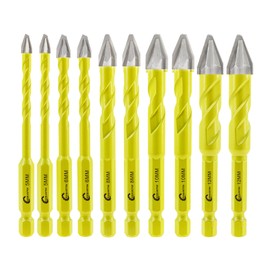 Skewed Head Eccentric Drill Bits Set - SANLEETEK Masonry Drill Bit Set for Wood Plastic Masonry Ceramic Tile Concrete Marble 10pcs 5mm*2+6mm*2+8mm*2+10mm*2+12mm*2, Quick Change Hex Shank