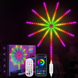 CZYJPRL Firework LED Lights, Smart RGB Dream Color LED Lights for Bedroom LED Strip Lights with Remote App Control, Color Changing Music Sound Sync Light for Bedroom,Christmas, Indoor Party