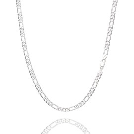 ASDULL 925 Sterling Silver 4mm Figaro Link Chain Necklace for Men Women Diamond Cut Silver Link Chain 18 Inches