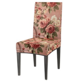 Tavisto Vintage Rose Dining Room Chair Covers Set of 2, Washable Spandex Parsons Chair Slipcovers for Living Room Kitchen, Stretchable Easy Install Protective Seat Covers for Home or Party
