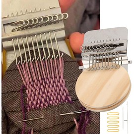 Small Loom Speedweve Type Weave Tool,darning Loom Quickly Mini Mending Convenient Darning Loom for Mending Jeans Socks Clothes Loom Machine Makes Beautiful Stitching DIY Weaving Arts (14 Hooks)
