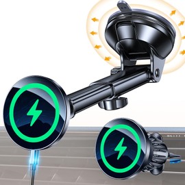 Coolpow for MagSafe Car Mount Charger【Ultra Magnet】Magnetic Phone Holders for Your Car Charger【Windshield+Vent+Dash】Magnetic Wireless Car Phone Holder Charger Car Mount for iPhone 17 Pro Max 16 15 14