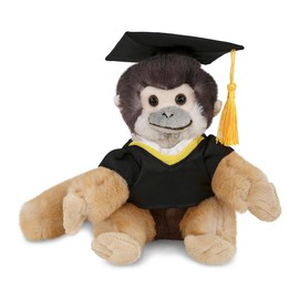 DolliBu Squirrel Monkey Graduation Plush Toy - Soft Huggable Graduation Stuffed Animal Dress Up Gown and Cap with Tassel Outfit with Personalization - 6.5 Inches