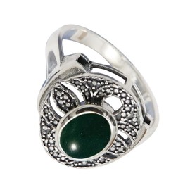 SILVERTROVE Grüne Jade-Edelstein-Bandring für Herren und Damen, Bandring in allen Größen, Sterlingsilber, Bandring-Schmuck CRG1083CD2_(48 (15.3))
