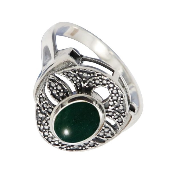 SILVERTROVE Grüne Jade-Edelstein-Bandring für Herren und Damen, Bandring in allen
