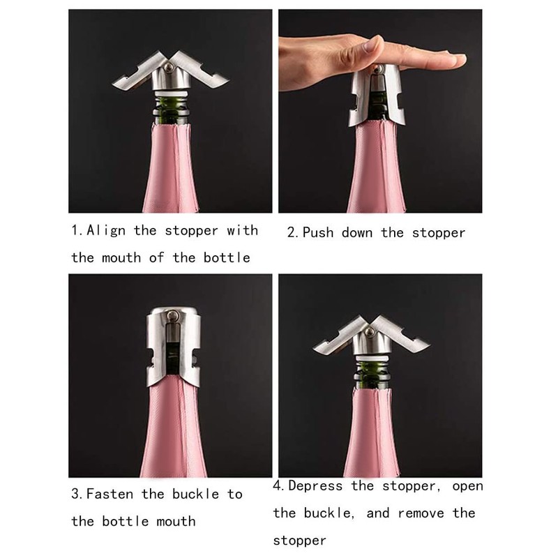 5PCS Stainless Steel Champagne Stopper Wine Drinks Bottle Plug Sealer