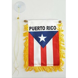 PUERTO RICO MINI BANNER FLAG GREAT FOR CAR & HOME WINDOW MIRROR HANGING