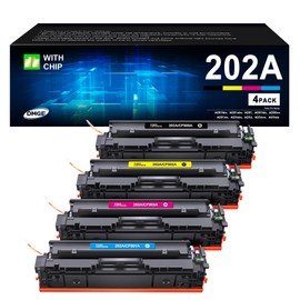 DMGE 202A Toner Cartridges 4 Pack - Compatible Replacement for HP 202A Toner Cartridges, MFP M281cdw Toner Cartridges for HP Color Laserjet Pro MFP M281fdw M281cdw M281fdn M254dw M254dn Printer | CF500A