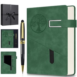 Lined Notebook Journal for Men Women, 365 Pages Numbered College Ruled Notebook, Hardcover Leather Journal with Pen & Gift Box, Thick Daily Diary, Professional Notebooks for Work, School, Business, A5