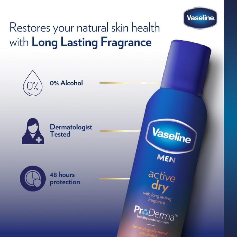 Vaseline Men Active Dry 48h 250ml (Pack of 3)