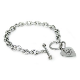 Tioneer Stainless Steel Tribal Barbed Wire Biohazard Symbols Heart Charm, Bracelet Only