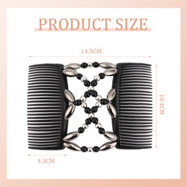 DHWEKU Hair Comb Elastic Beads, Hair Clip Stretchable, 6 Pieces Beads Hair Combs Magic Elastic Comb Double Clips for Women Girls Hair Accessories (Pack of 2)