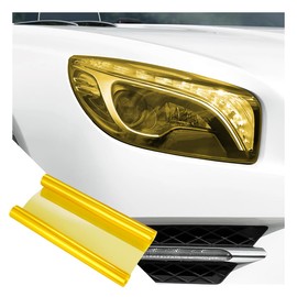 JNNJ Car Headlights Color Film, Brake Light Films, Smoke Fog Light Taillight Headlight Tint Chameleon, Tint Vinyl Film for Headlight, Rear Light, Fog Lamp, Suitable for Most Cars(Golden-Yellow)