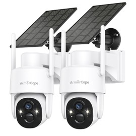 Armorcope Solar Security Cameras Wireless Outdoor,360° View Battery Powered with Spotlight Color Night Vision,2K WiFi Home Security,PIR Sensor,Wireless Easy Install, 2.4 GHz Wi-Fi