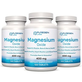 Suplemento de magnesio 400 mg [alta potencia]  Óxido de magnesio para apoyo inmunológico, recuperación muscular, calambres en las piernas, relajación 
