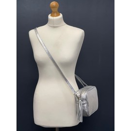 LeahWard Women's Leather Cross Body Bags, Camera Cross Body Bag, Leather Bag For Women (Silver)