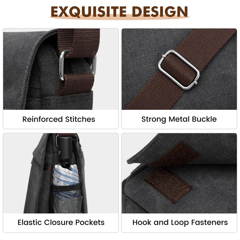 S-ZONE Medium Messenger Bag with 12.9 Inch Tablet Compartment Men