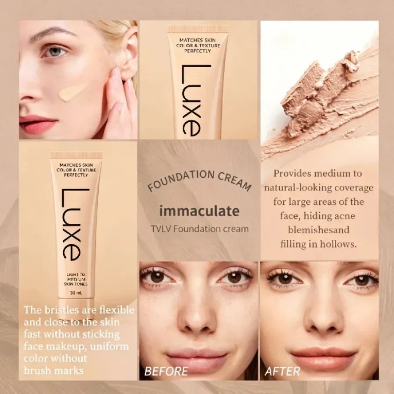 Jji Luxe Foundation 30ml, Maquillaje Ligero, Huevos Con
