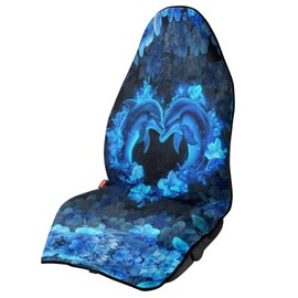 Qpednta Love Dolphin Car Seat Seat Cover Protector Front Seats Only Auto Accessories Protectors Decor Easy to Install Universal Protector for Cars Truck Van SUV