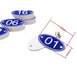 PlayCool ABS Engraved 30mm x 50mm Oval Table numbers (1-50) Pubs Restaurants Clubs - Black - 1 to 50