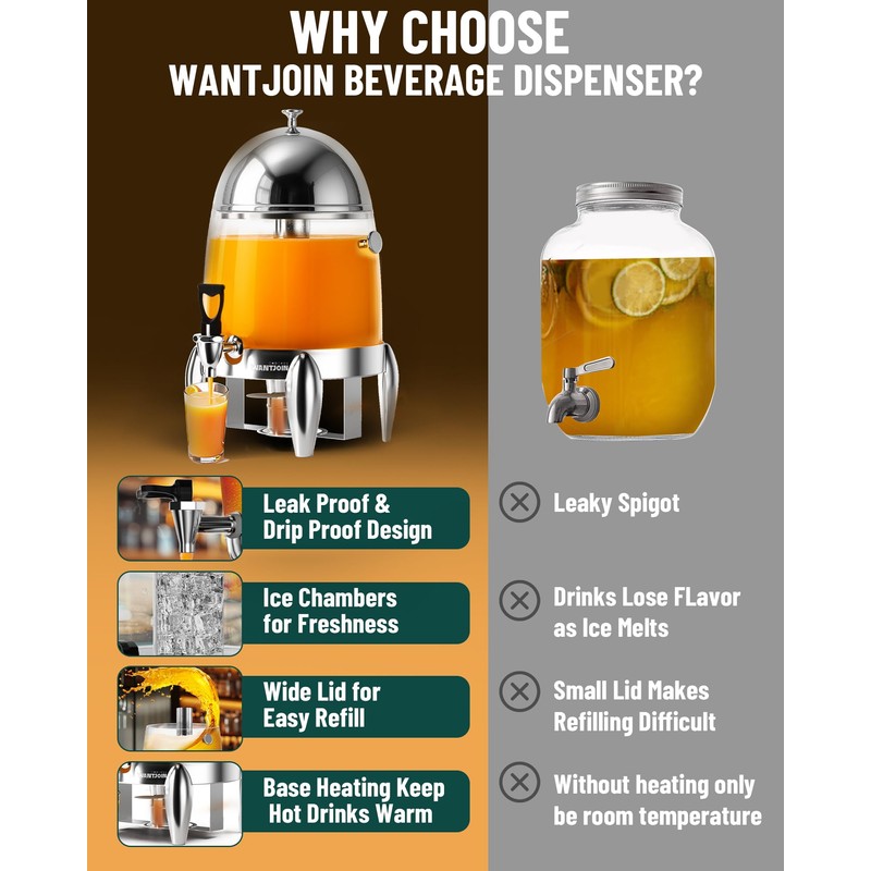 WantJoin Beverage Dispenser With Stand - 3.2 Gallon Drink Dispenser