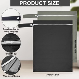 Druuzyl Pack of 2 Waterproof Wet Bags 40 x 30 cm (Black & Green) - Reusable Travel Laundry Bags with Zip - Perfect for Swimming Pool, Beach & Baby Nappies