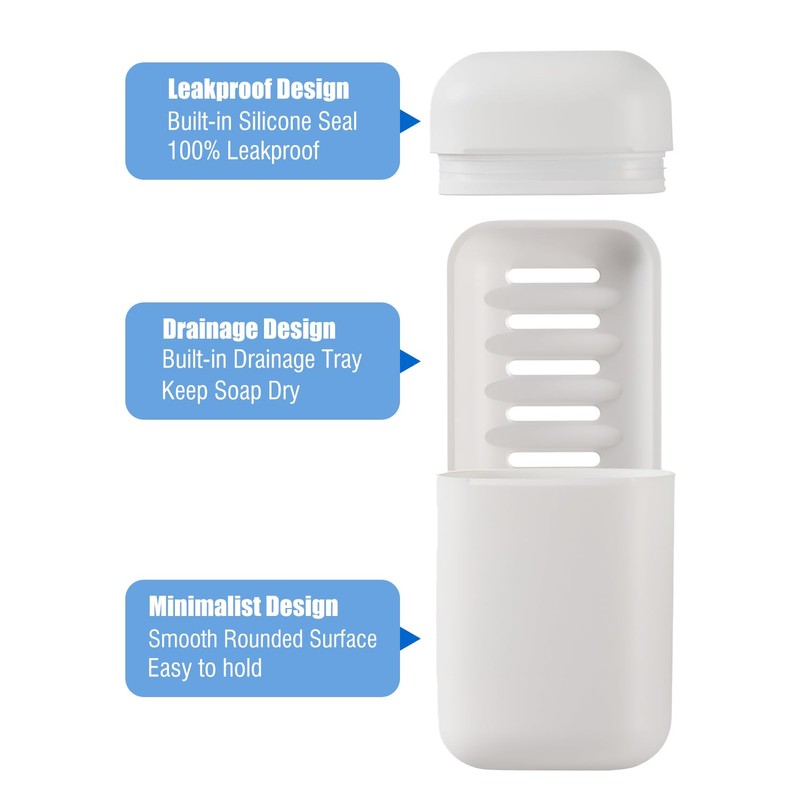 Minimalist Travel Soap Case with Removable Draining Tray, Compact Leak-Proof