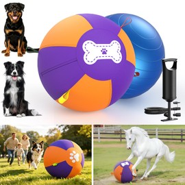 Pet Deluxe 3.0 Upgraded Herding Ball for Dogs - 18" Heavy-Duty Interactive Dog Toy,Reinforced Oxford Cover & Loops,Thick PVC Bladder,Fast Pump,Outdoor Herding Toy for Border Collie,Australian Shepherd