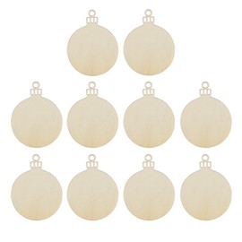 LEORX 10pcs Round Wooden Baubles Christmas Tree Decorations Hanging Decorations Gift Tags Shapes