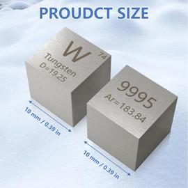 Tungsten Cube 99.95% Element Cube Pure 10mm Density Cube for Element Collections Lab Experiment Material Hobbies Simple Substance Block Display DIY.(W 0.39Inch)