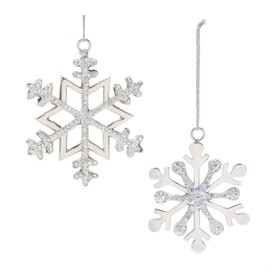 Melrose International Snowflake Ornament (Set of 2) 5" H, 5.5" H Aluminum
