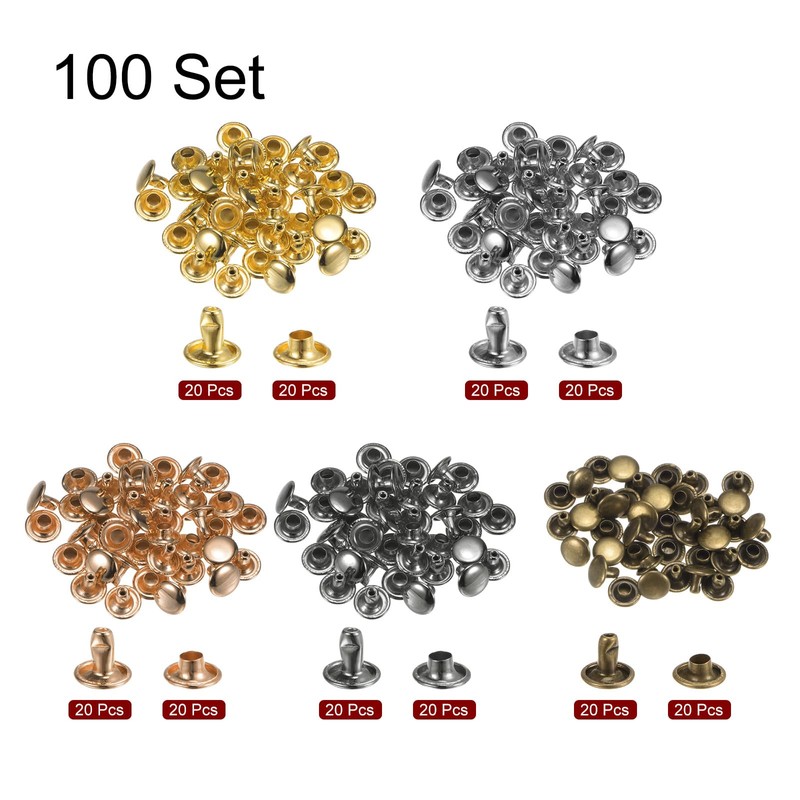 QUARKZMAN 100 Sets Leather Rivets 8 mm x 6 mm