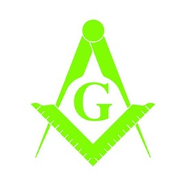RDW Freemasonry Emblem Sticker - Decal - Die Cut - Freemason Masonic - Lime Green 8.46" x 10.00"