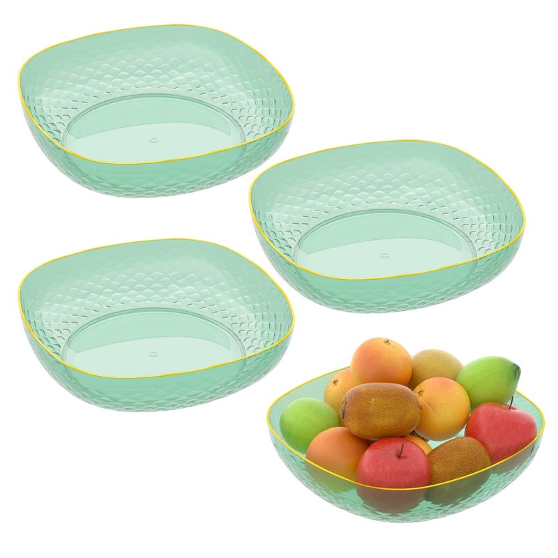 Minekkyes 4-Pack Plastic Decorative Fruit Bowl, Modern Serving Bowl for