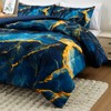 Holawakaka Dark Blue Gold Marble Bedding Comforter Set Queen Size