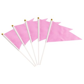 50 Pack Pink Pennant Small Mini Flags On Sticks,Hand Held Solid Pink Pennant DIY Graffiti Flag,Party Events Celebration,School,Grand Opening,Kids Birthday,Sports Clubs,Flower Pot