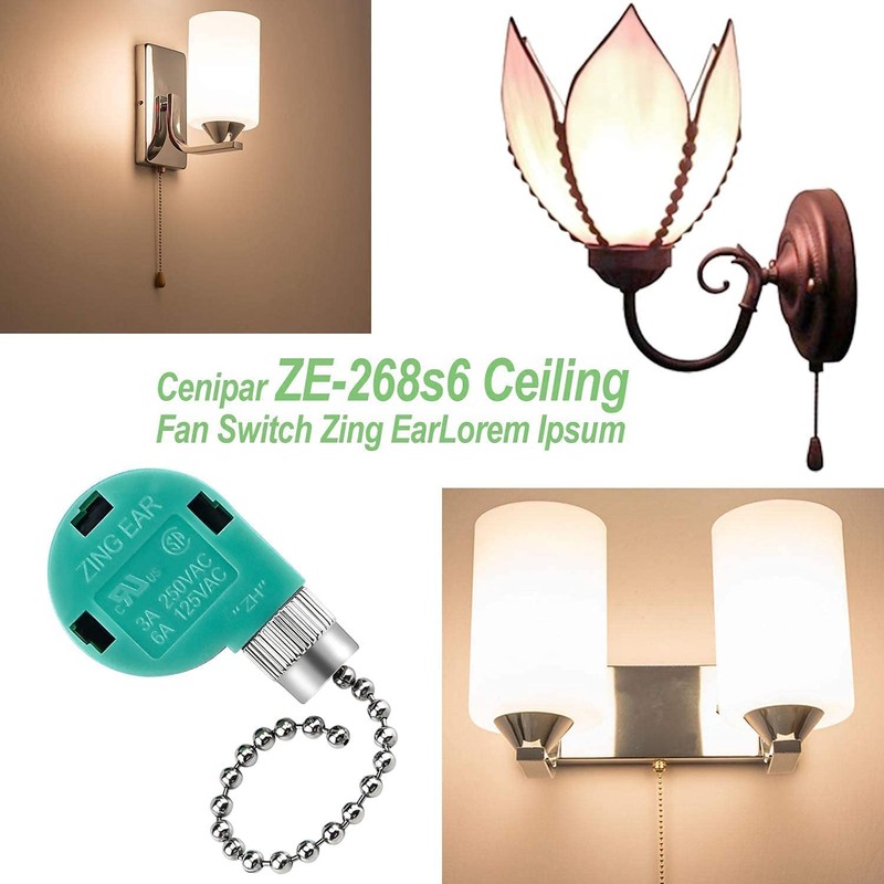 Zing Ear Silver Ceiling Fan Switch 3 Speed 4 Wire