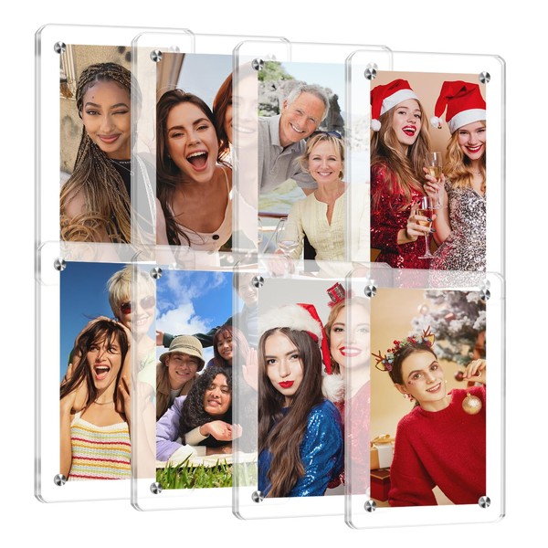 Prelady Set of 8 Magnetic Picture Frames, Mini Picture Frames,