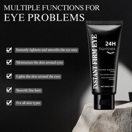 Instant Brightening Eye Cream with Hyaluronic Acid&Collagen–24H Tightening,Anti-Wrinkle,Dark Circle Treatment for Puffy Eyes,Tightening Eye Cream Anti Aging,Firming Eye C/ream for Eye Bag Remover,60g