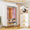 ULIFHOME P6C Rolling Clothes Rack with Cover, Covered Clothing Racks