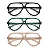 AMOMOMA 3 Pack Retro Oversized Aviator Reading Glasses for Women