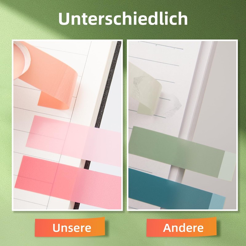 damoguin damoguin 2000 Stück Haftstreifen, 10 Set kleine selbstklebende Haftnotizen,