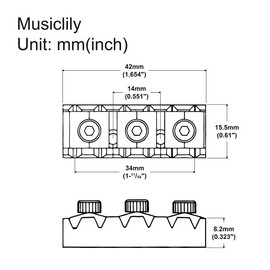 Musiclily Pro 42mm Steel Guitar R2 Locking Nut String Lock for Floyd Rose Tremolo Bridge Electric Guitar, Gold