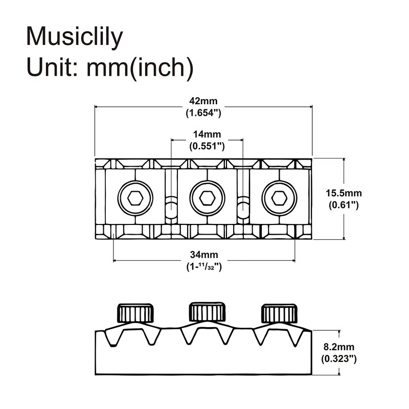 Musiclily Pro 42mm Steel Guitar R2 Locking Nut String Lock