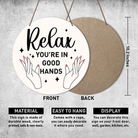Beauty Room Decor, Salon Decorations for Wall, Salon Decor for Hair Stylist Nail Lash Tech Esthetician, Salon Wooden Hanging Decor, Salon Gifts for Women Beautician Stylist Nail Tech, Relax