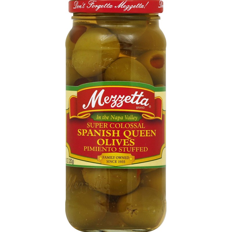 Mezzetta Spanich Queen Olives, Super Colossal Pimento Stuffed, 10 Ounce