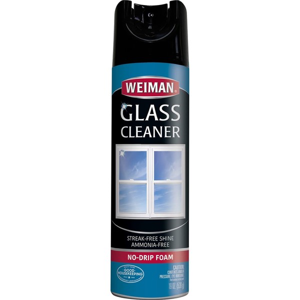 Weiman Glass Cleaner - 19 Ounce - Professional Streak Free Foaming No Drip Removes Grease Dissolves Fingerprints and Smudges