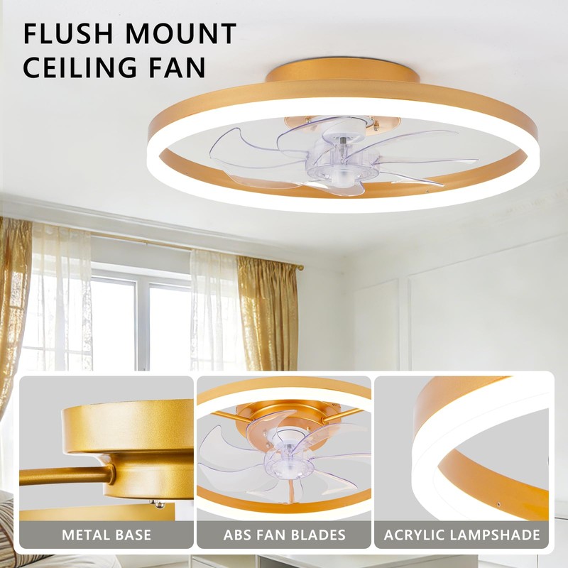 ORITHAM 20" Low Profile Ceiling Fans with Lights and Remote