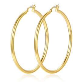 OOOPEL Gold Hoop Earrings For Women Hypoallergenic 14K Real Gold Plated Hoops Lightweight Big Gold Hoops Earrings for Women